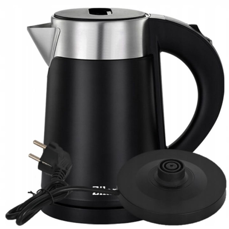 Fierbator electric Zilan ZLN3387 Negru cu pereti dublii, putere 800W, capacitate 0.8L, inox