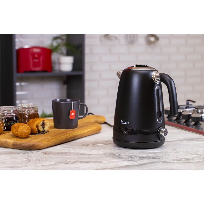 Fierbator electric din Inox Zilan ZLN1001 Negru, digital, 2200 W, 7 niveluri intre 40 - 100 grade celsius