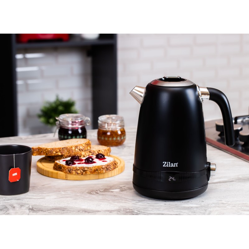 Fierbator electric din Inox Zilan ZLN1001 Negru, digital, 2200 W, 7 niveluri intre 40 - 100 grade celsius