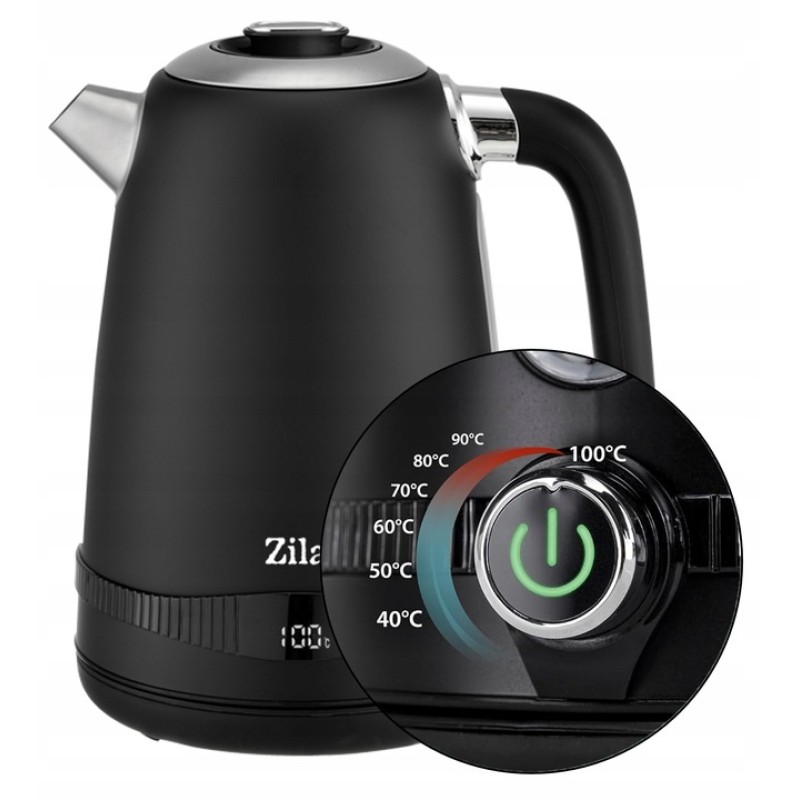 Fierbator electric din Inox Zilan ZLN1001 Negru, digital, 2200 W, 7 niveluri intre 40 - 100 grade celsius