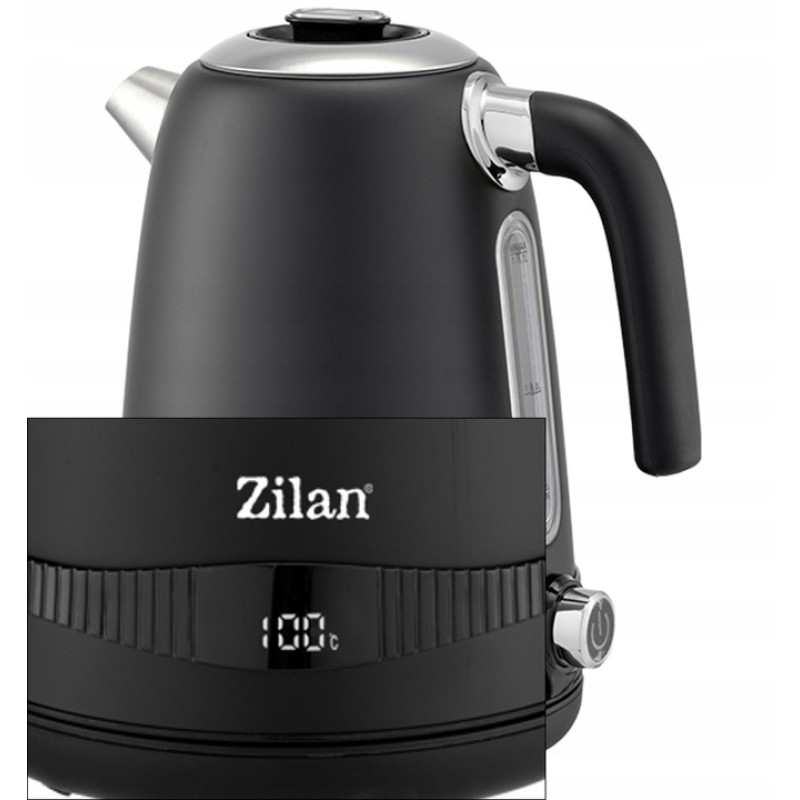 Fierbator electric din Inox Zilan ZLN1001 Negru, digital, 2200 W, 7 niveluri intre 40 - 100 grade celsius