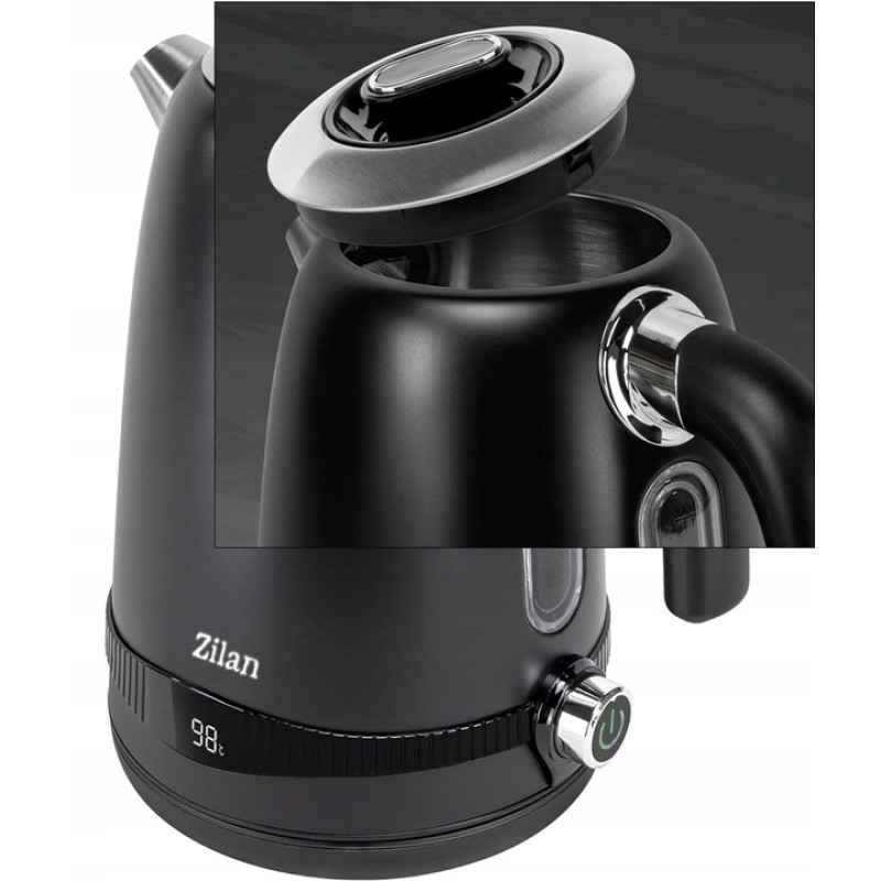 Fierbator electric din Inox Zilan ZLN1001 Negru, digital, 2200 W, 7 niveluri intre 40 - 100 grade celsius