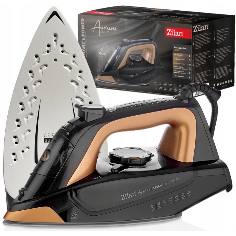 Fier de calcat profesional Aurum, Zilan ZLN4247, putere 3000W, auto-oprire, functie de auto-curatare