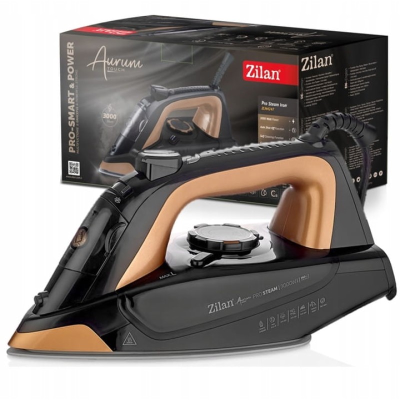 Fier de calcat profesional Aurum, Zilan ZLN4247, putere 3000W, auto-oprire, functie de auto-curatare