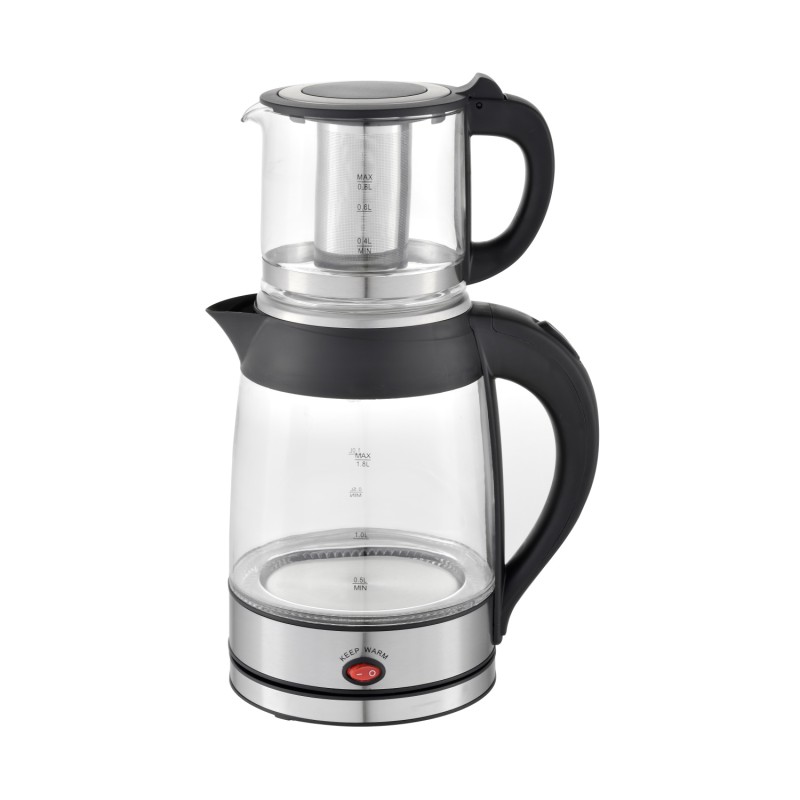 Set fierbator electric plus ceainic Zilan ZLN4858 Argintiu, putere 2200W, capacitate 1.8L si 0.8L