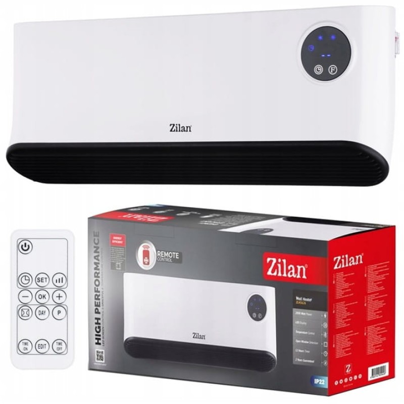 Aeroterma de perete Zilan ZLN5626 Alba, putere 2200W, ecran LED, detector de ferestre deschise