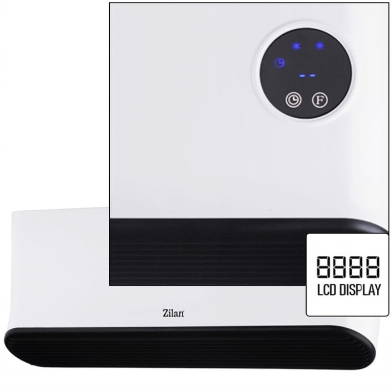 Aeroterma de perete Zilan ZLN5626 Alba, putere 2200W, ecran LED, detector de ferestre deschise