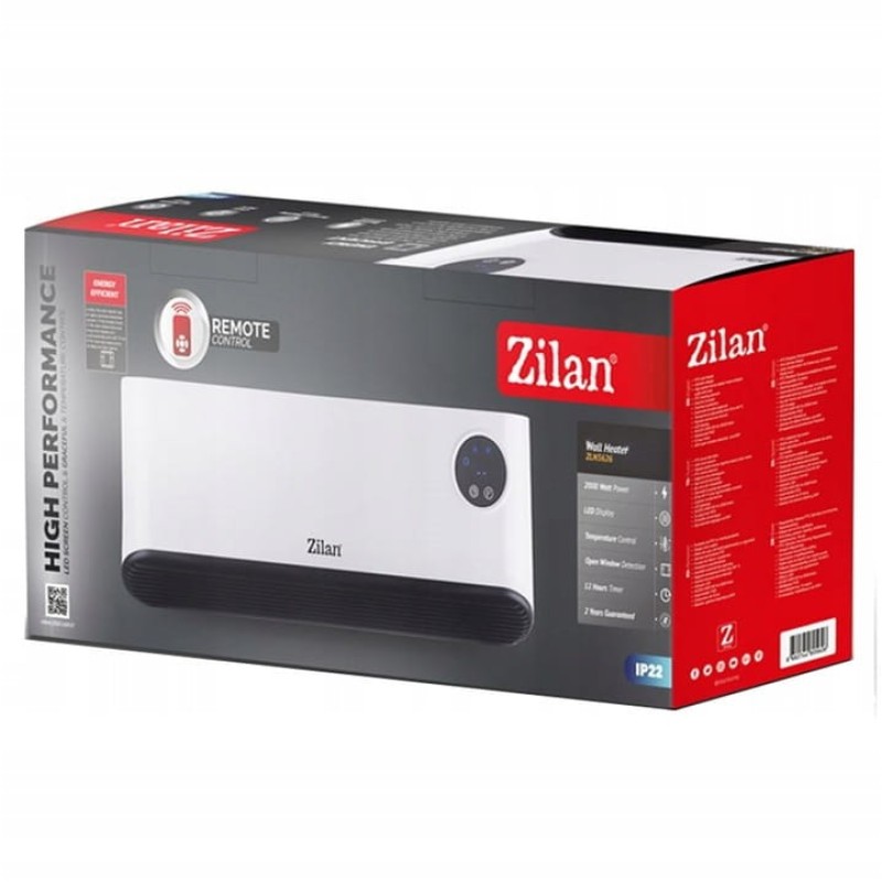 Aeroterma de perete Zilan ZLN5626 Alba, putere 2200W, ecran LED, detector de ferestre deschise