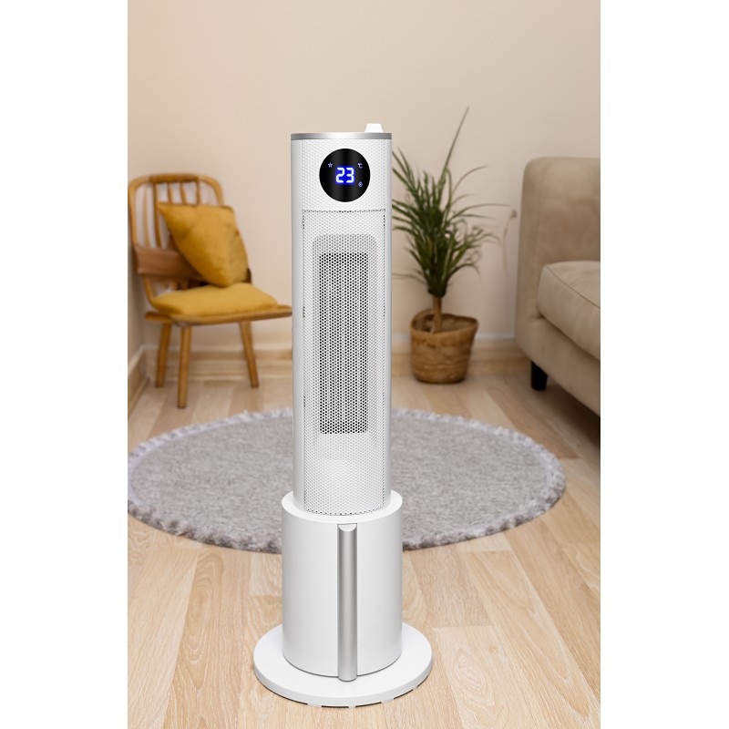 Aeroterma tip turn Zilan ZLN5640 Alba, putere 2200W, ecran LED, 3 trepte de viteza