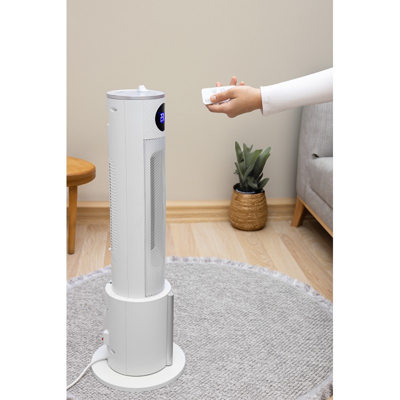 Aeroterma tip turn Zilan ZLN5640 Alba, putere 2200W, ecran LED, 3 trepte de viteza