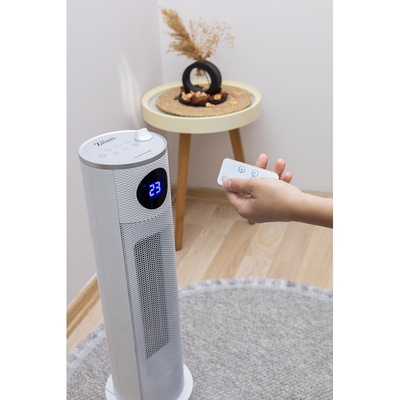 Aeroterma tip turn Zilan ZLN5640 Alba, putere 2200W, ecran LED, 3 trepte de viteza