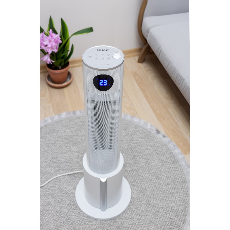 Aeroterma tip turn Zilan ZLN5640 Alba, putere 2200W, ecran LED, 3 trepte de viteza