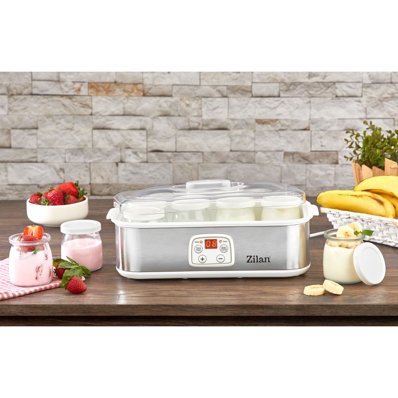 Aparat pentru facut iaurt Zilan ZLN6104 Gri, afisaj LED, timer, termostat reglabil