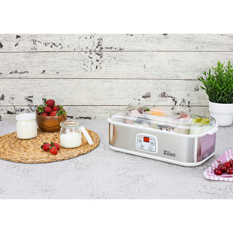 Aparat pentru facut iaurt Zilan ZLN6104 Gri, afisaj LED, timer, termostat reglabil