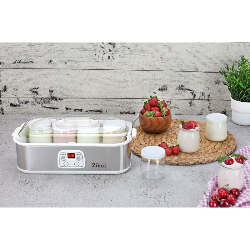 Aparat pentru facut iaurt Zilan ZLN6104 Gri, afisaj LED, timer, termostat reglabil