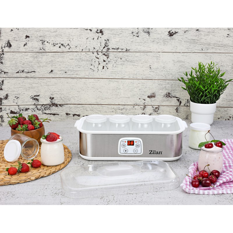 Aparat pentru facut iaurt Zilan ZLN6104 Gri, afisaj LED, timer, termostat reglabil