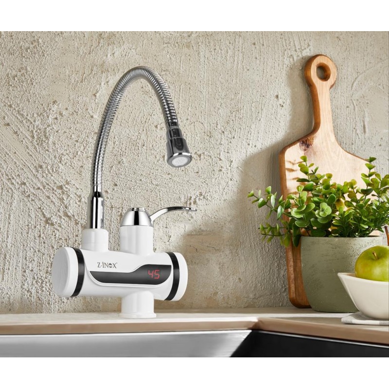 Robinet electric Z-Inox ZLN5480 Alb, incalzire instanta, putere 3000W, inox