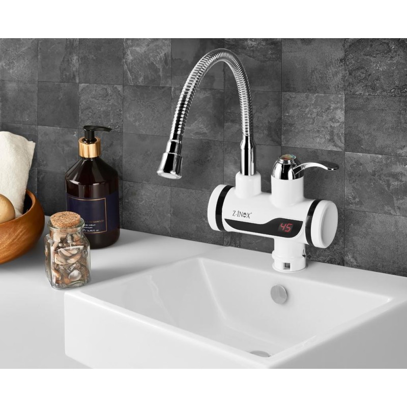 Robinet electric Z-Inox ZLN5480 Alb, incalzire instanta, putere 3000W, inox