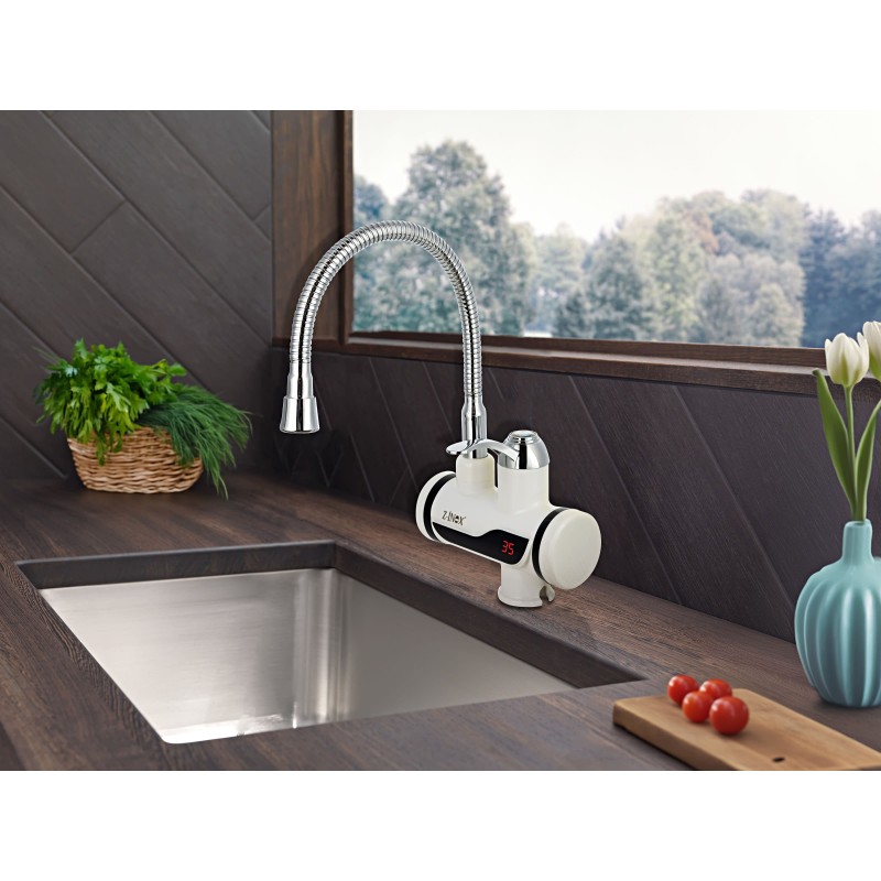 Robinet electric Z-Inox ZLN5480 Alb, incalzire instanta, putere 3000W, inox