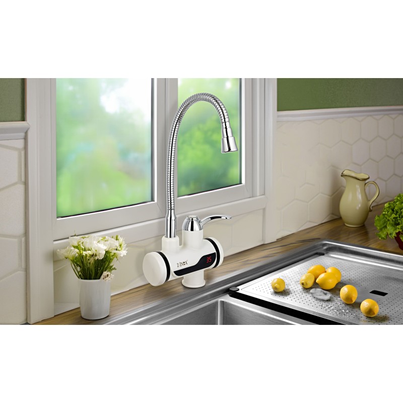 Robinet electric Z-Inox ZLN5480 Alb, incalzire instanta, putere 3000W, inox