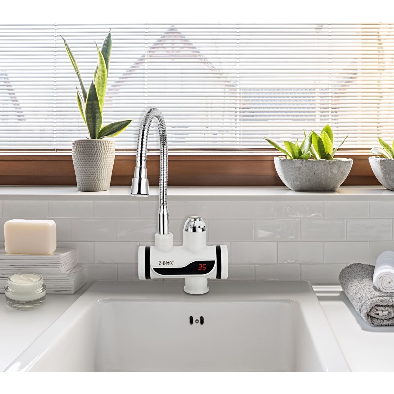 Robinet electric Z-Inox ZLN5480 Alb, incalzire instanta, putere 3000W, inox