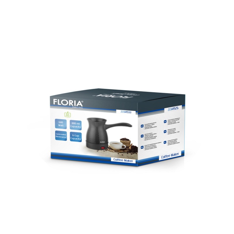 Ibric electric Floria ZLN4933 Negru, putere 600W, capacitate 600 ml, 6 cesti, Negru