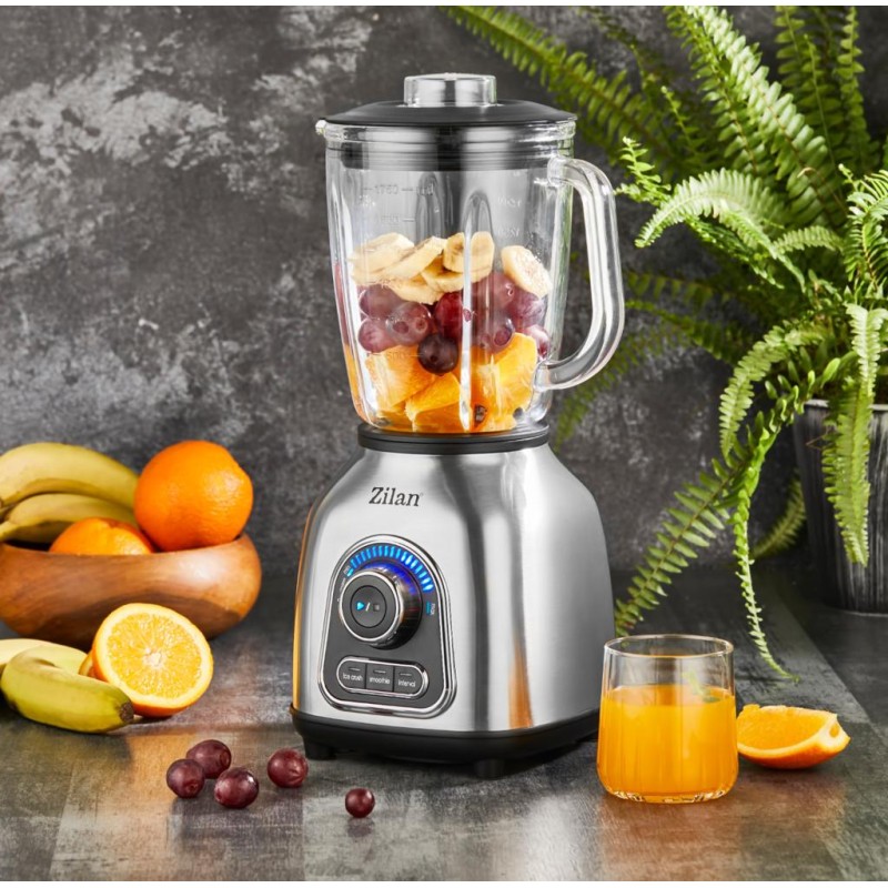 Blender Zilan ZLN5596 Inox, putere 1400 W, capacitate 1.75L, viteza ajustabila