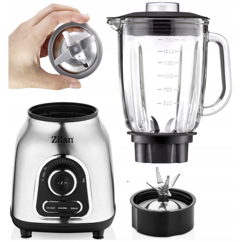 Blender Zilan ZLN5596 Inox, putere 1400 W, capacitate 1.75L, viteza ajustabila