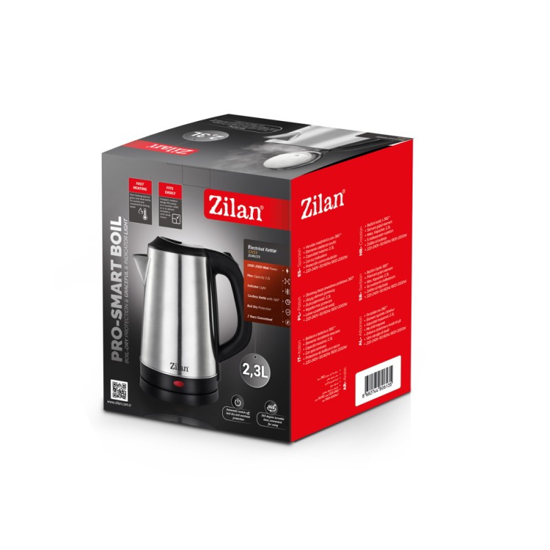 Fierbator electric Zilan ZLN6135 Gri, putere 2000W, capacitate 2.3 L, indicator luminos