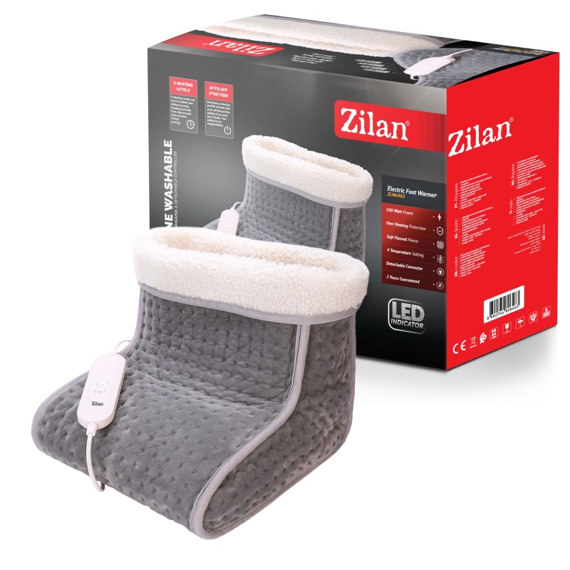 Incalzitor pentru picioare ZIlan ZLN6463 Gri, putere 100W, 4 trepte de temperatura, blana in interior