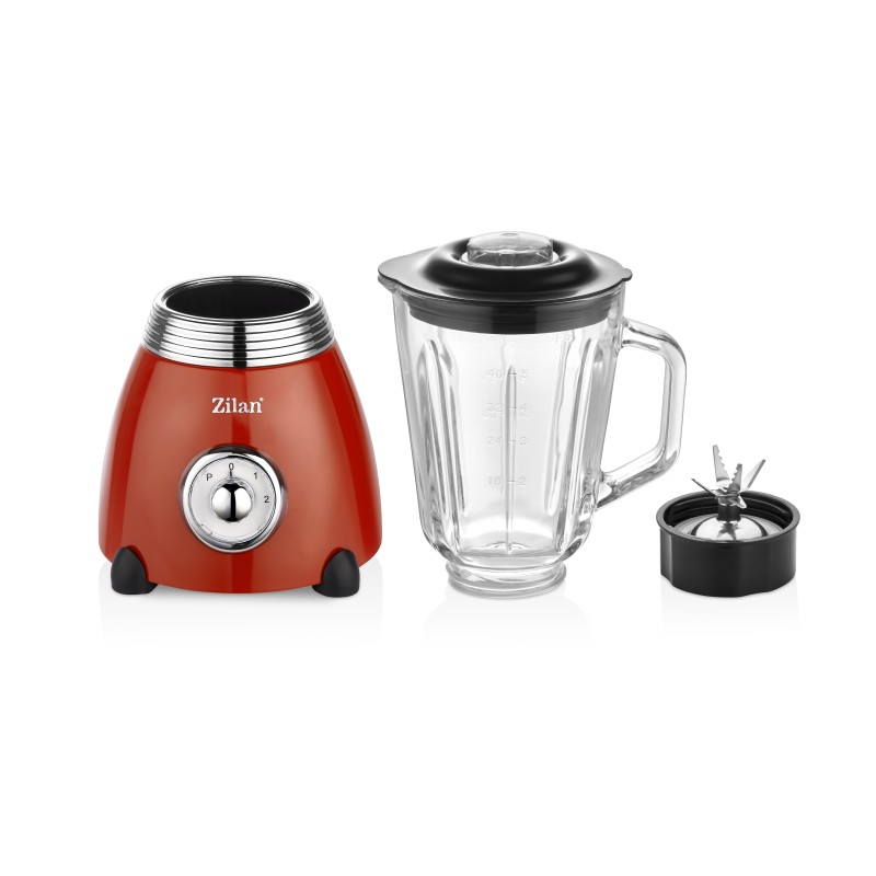 Blender RETRO Zilan ZLN7057 Rosu, capacitate 1.5 L, putere 500W, lame din otel