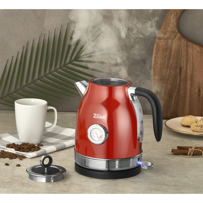 Fierbator RETRO Zilan ZLN7033 Rosu, Capacitate 1.7 Litri, Putere 2200W, Rotire 360