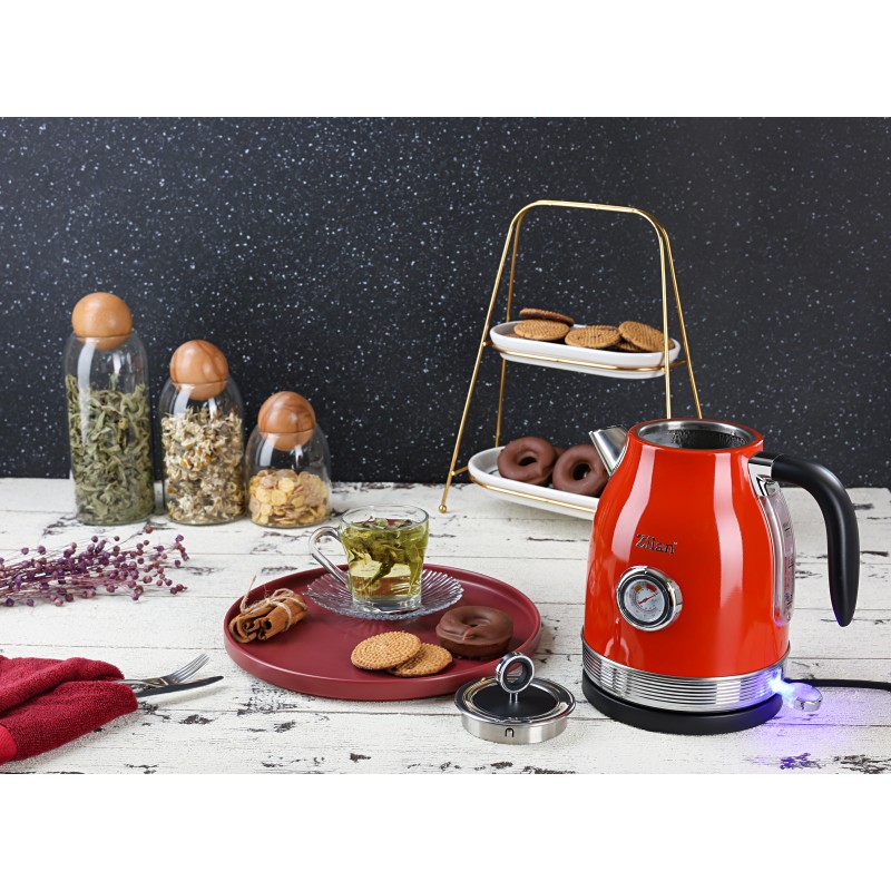 Fierbator RETRO Zilan ZLN7033 Rosu, Capacitate 1.7 Litri, Putere 2200W, Rotire 360