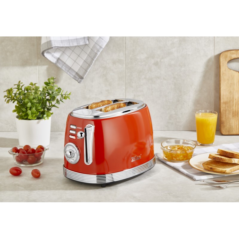 Prajitor RETRO Zilan ZLN7040 Rosu, 6 trepte de prajire, indicator luminos pentru semnalizare