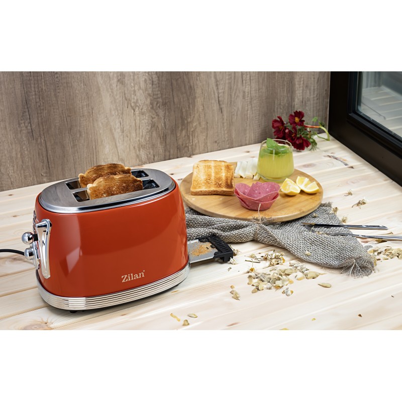 Prajitor RETRO Zilan ZLN7040 Rosu, 6 trepte de prajire, indicator luminos pentru semnalizare