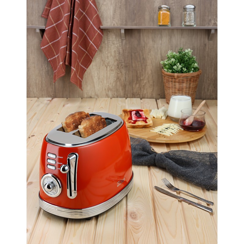 Prajitor RETRO Zilan ZLN7040 Rosu, 6 trepte de prajire, indicator luminos pentru semnalizare