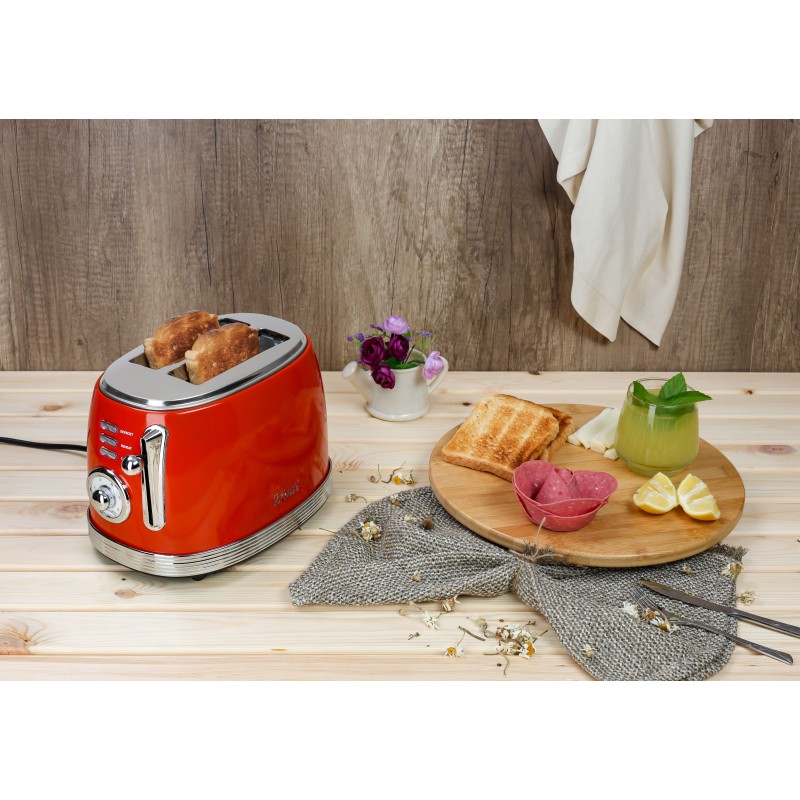 Prajitor RETRO Zilan ZLN7040 Rosu, 6 trepte de prajire, indicator luminos pentru semnalizare