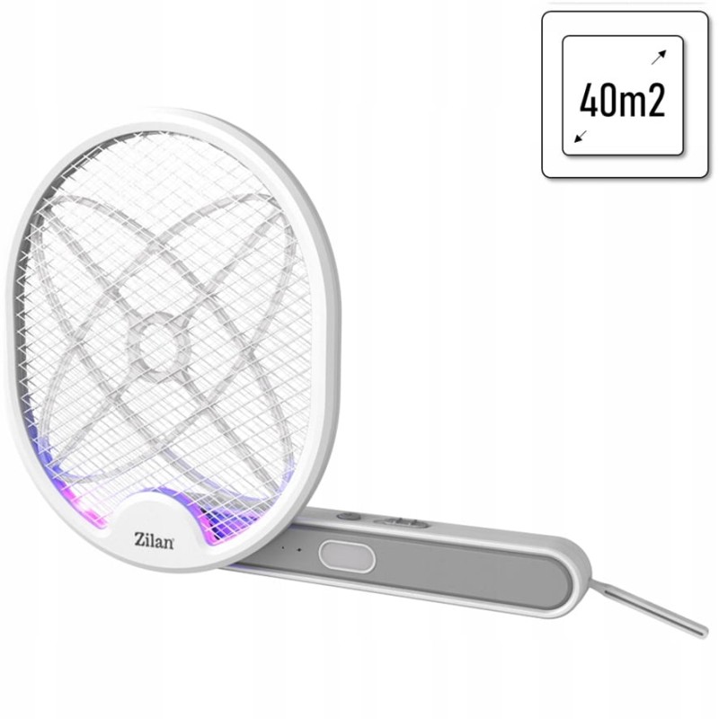 Paleta electrica anti-insecte, Zilan ZLN7088 Alba, 2800 Volti, lampa cu LED