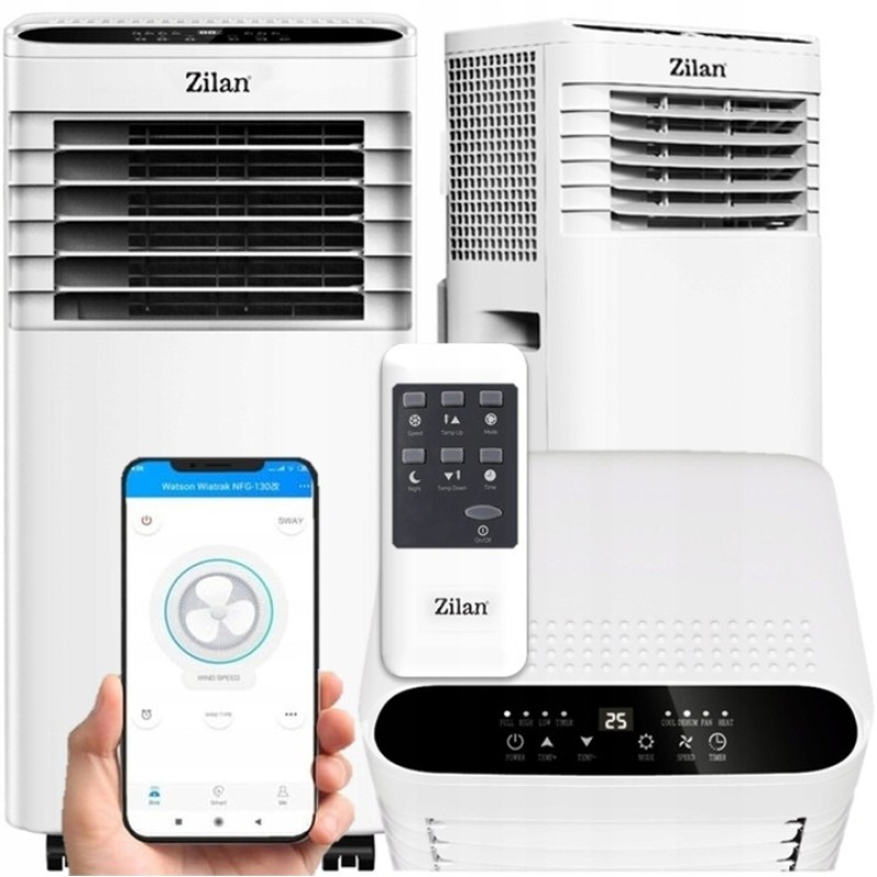 Aer conditionat portabil Zilan ZLN7101 Alb, functie de racire, dezumidificare si ventilatie,9000 btu, filtru detasabil