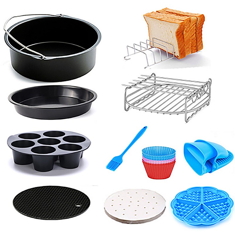 Set de 11 accesorii Zilan ZLN8023 pentru friteuza cu aer, diametru 19 cm