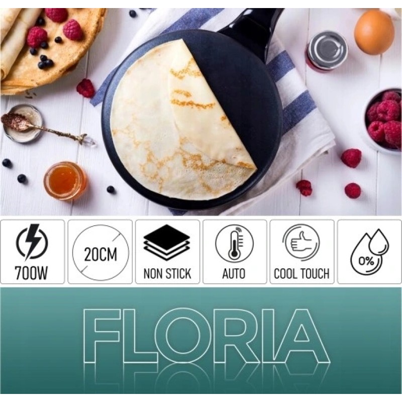 Aparat pentru facut clatite Floria ZLN7910 Negri, 700W, cu diamentru de 20 cm
