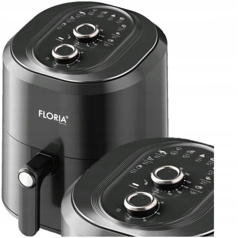 Friteuza cu aer cald Floria ZLN8009 Neagra, putere 1360W, Capacitate 6 Litri, temperatura reglabila