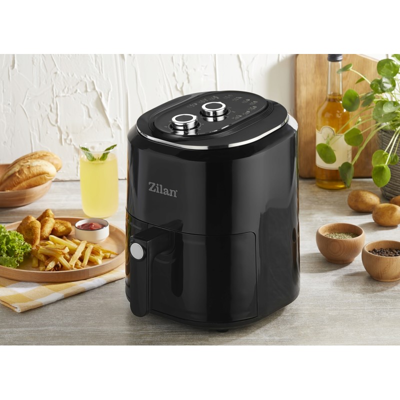 Friteuza cu aer cald Floria ZLN8009 Neagra, putere 1360W, Capacitate 6 Litri, temperatura reglabila