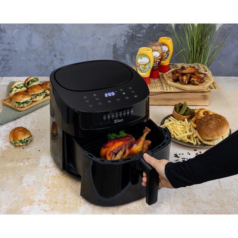 Friteuza cu aer cald Zilan ZLN7999 Negru, putere 1800 W, ecran digital, panou cu comenzi tactile