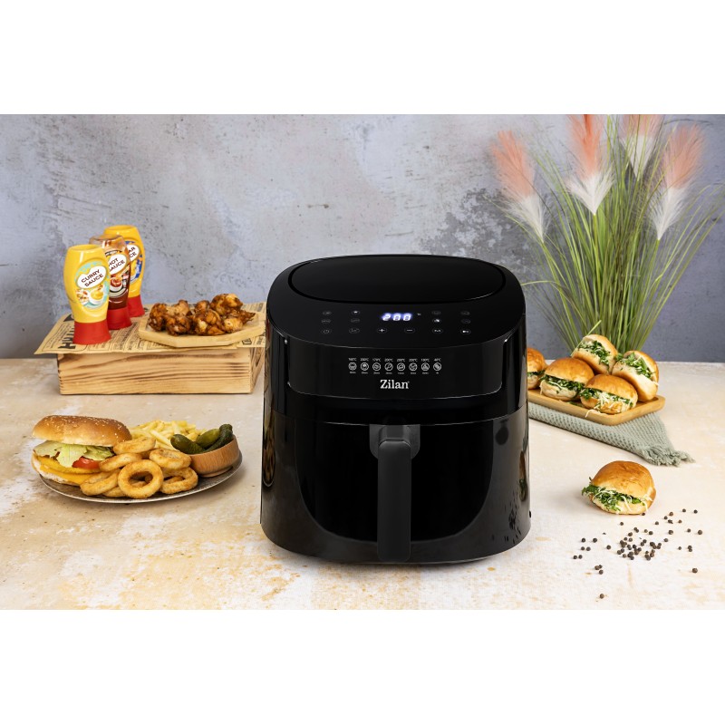 Friteuza cu aer cald Zilan ZLN7999 Negru, putere 1800 W, ecran digital, panou cu comenzi tactile