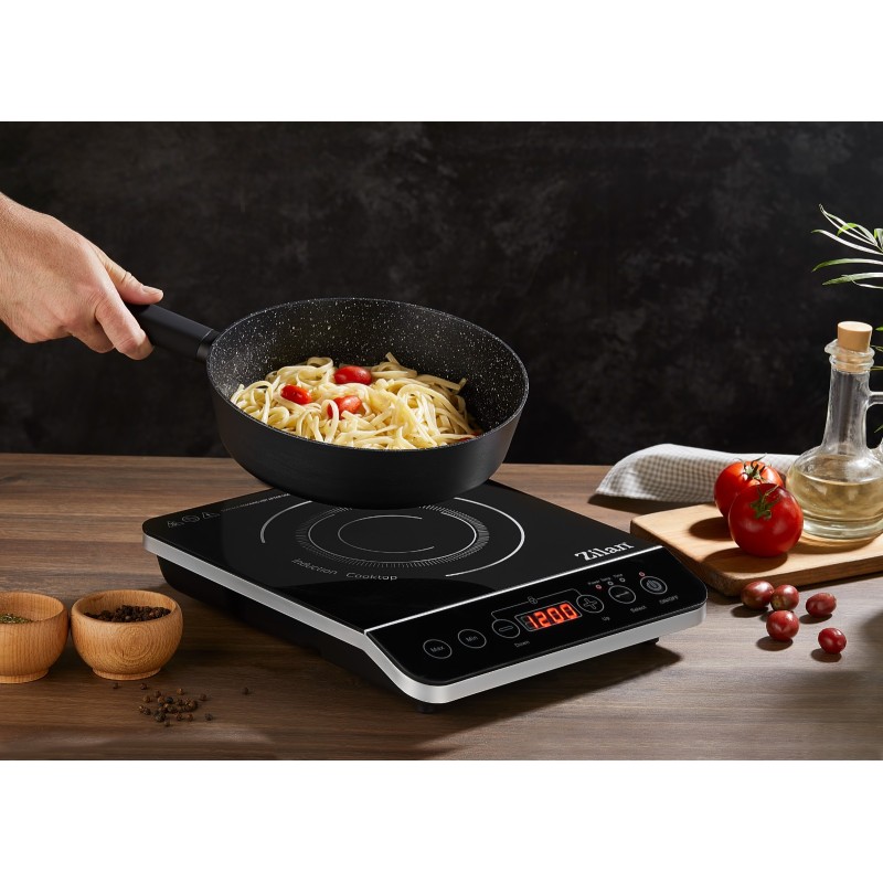 Plita cu inductie Zilan ZLN8078 Neagra, putere 2000W, geam din cristal negru