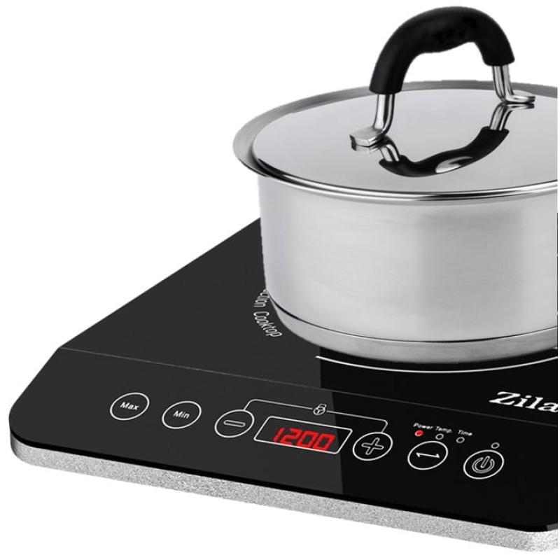 Plita cu inductie Zilan ZLN8078 Neagra, putere 2000W, geam din cristal negru