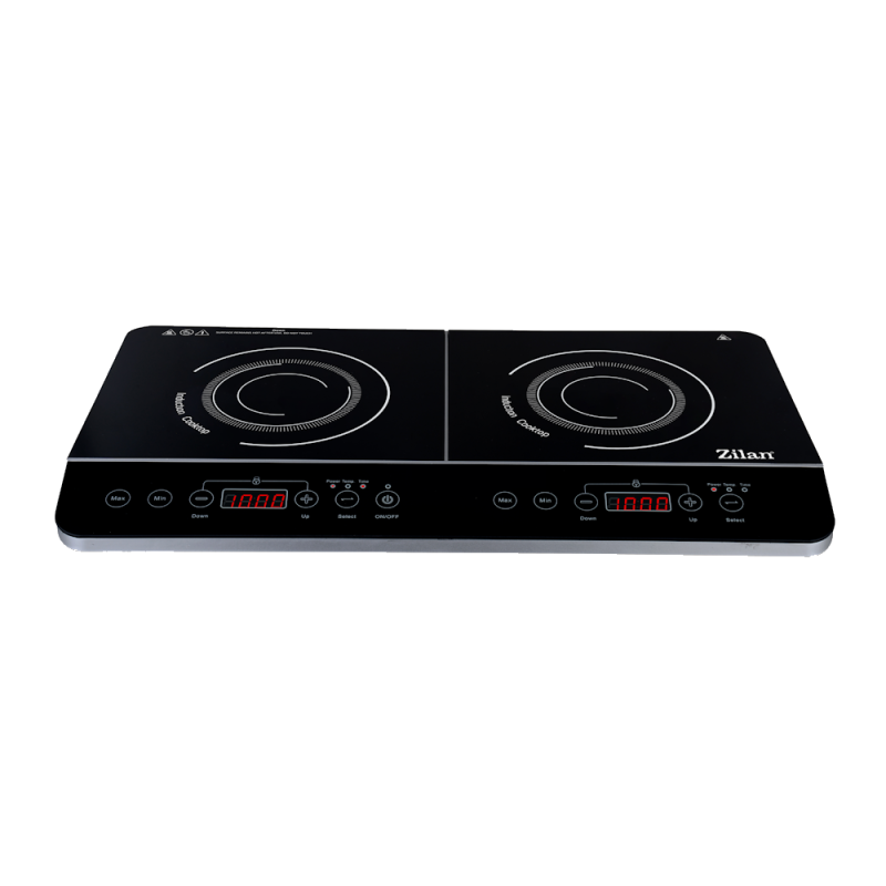 Plita cu inductie Zilan ZLN8088 Neagra, doua ochiuri, putere 3500W, geam din cristal negru