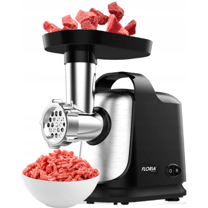 Masina de tocat Floria ZLN7965 Neagra, putere 1300W, doua site, functie de revers, lama din otel