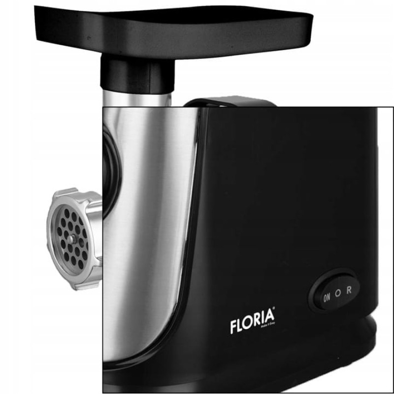 Masina de tocat Floria ZLN7965 Neagra, putere 1300W, doua site, functie de revers, lama din otel